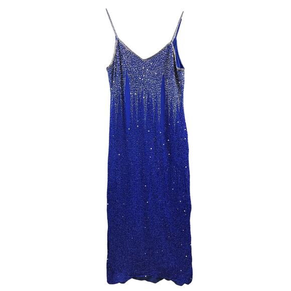 Lawrence Kazar Dresses & Skirts - Lawrence Kazar Sequined Blue Silk Cocktail Dress - Size M